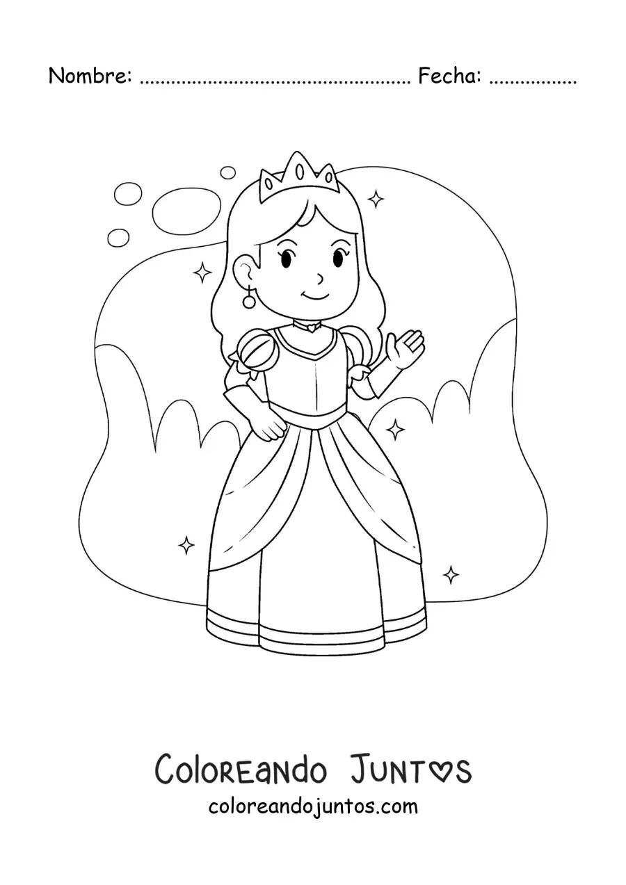 Imagen para colorear de Cenicienta en el baile con su vestido