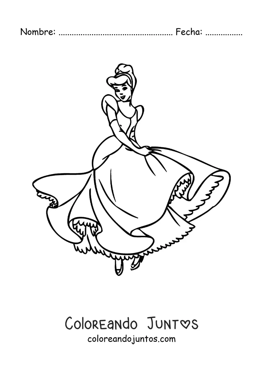 Imagen para colorear de Cenicienta bailando