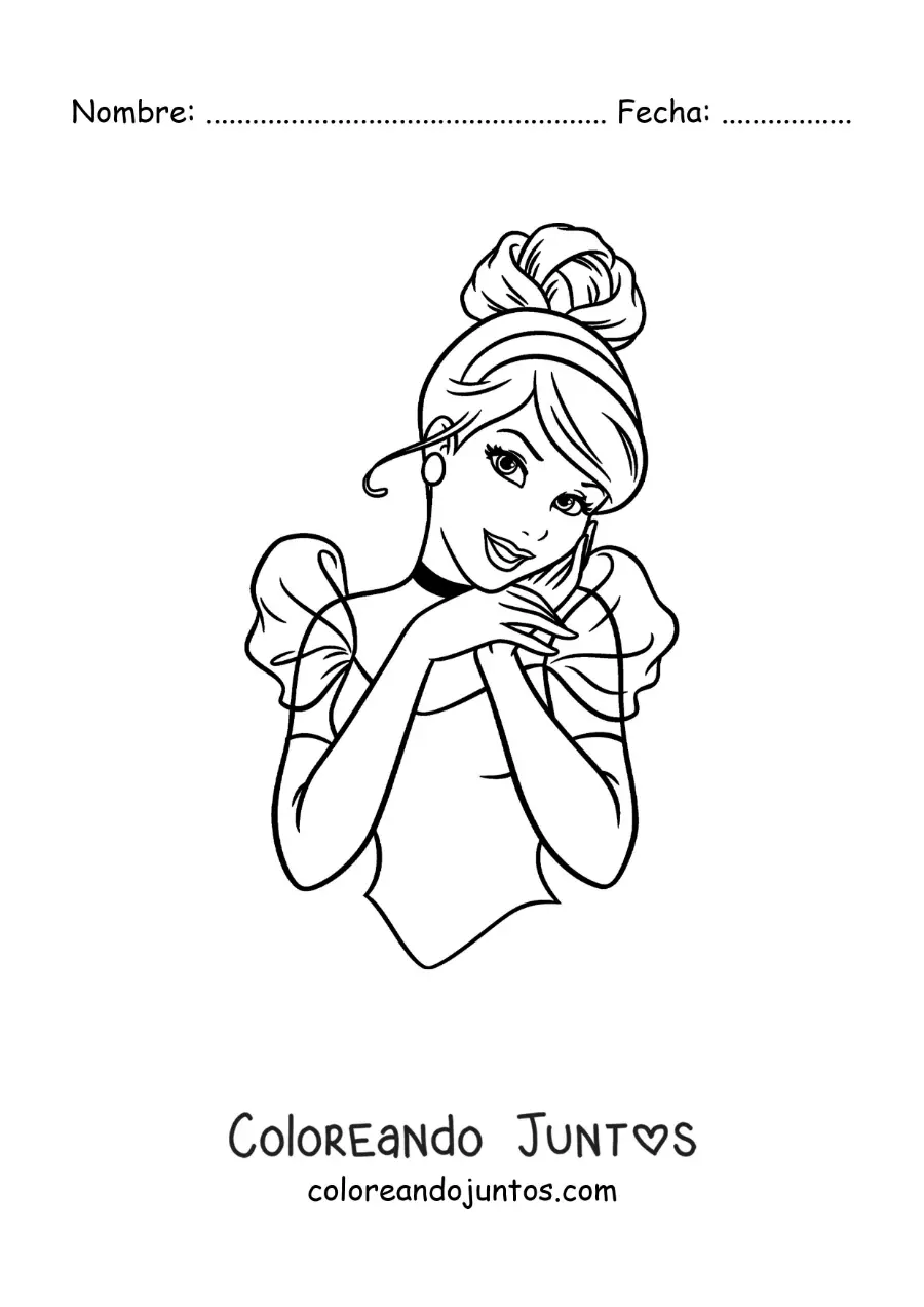 Imagen para colorear de Cenicienta fácil
