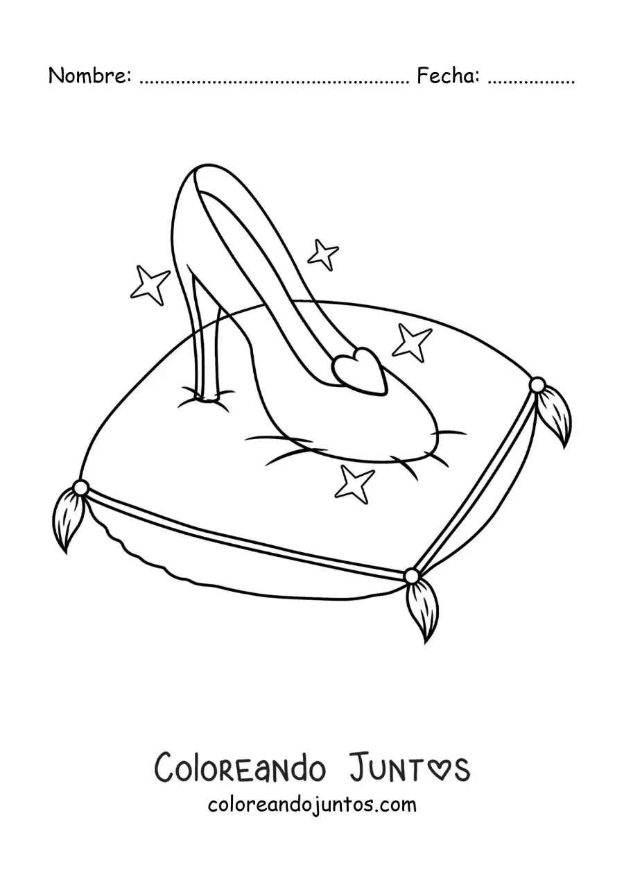 Imagen para colorear de la zapatilla de cristal de Cenicienta