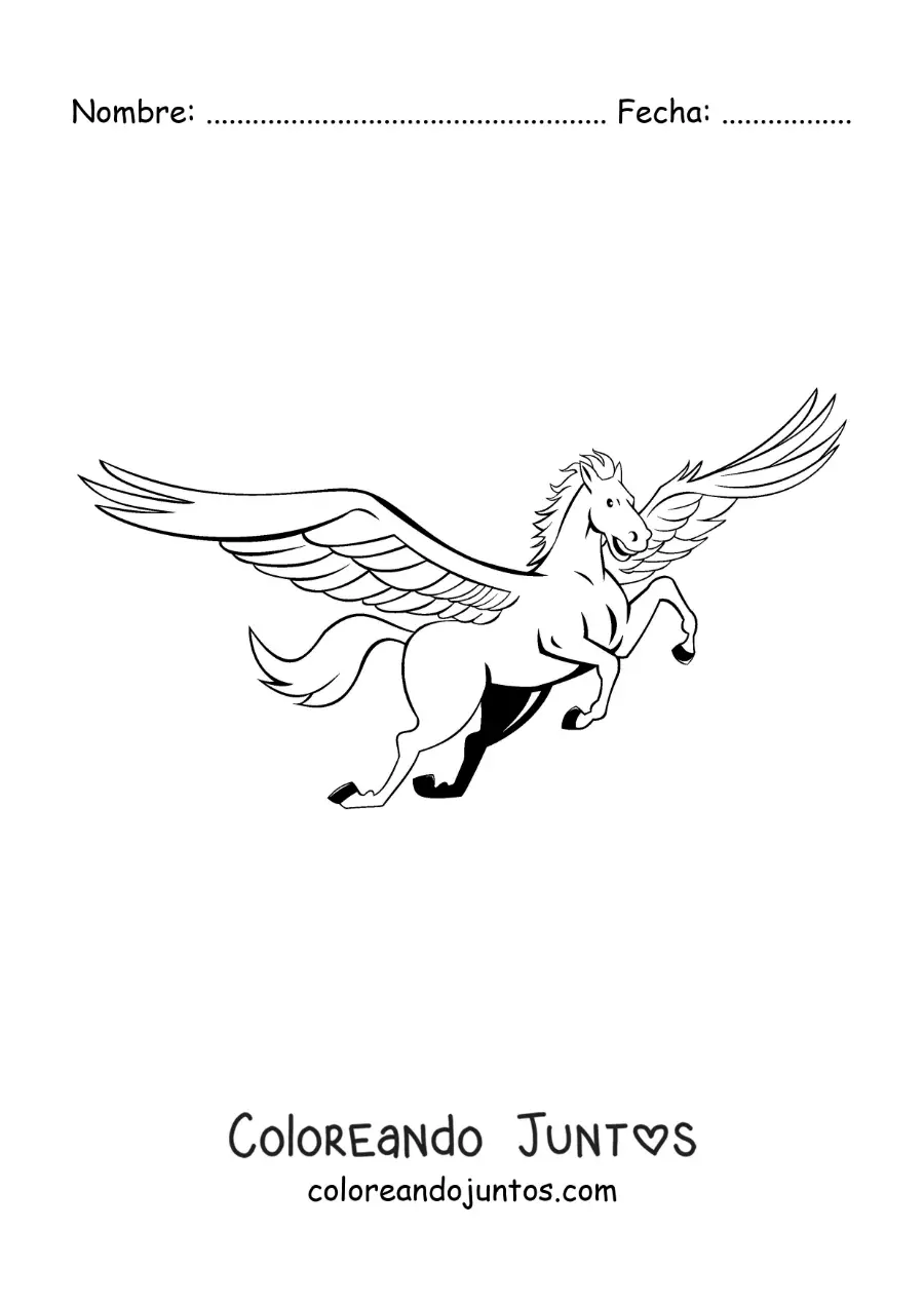 Imagen para colorear de Pegaso alado de la mitología