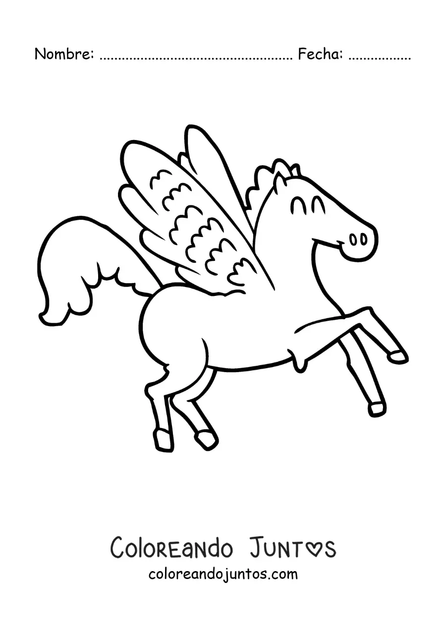 Imagen para colorear de caricatura de Pegaso