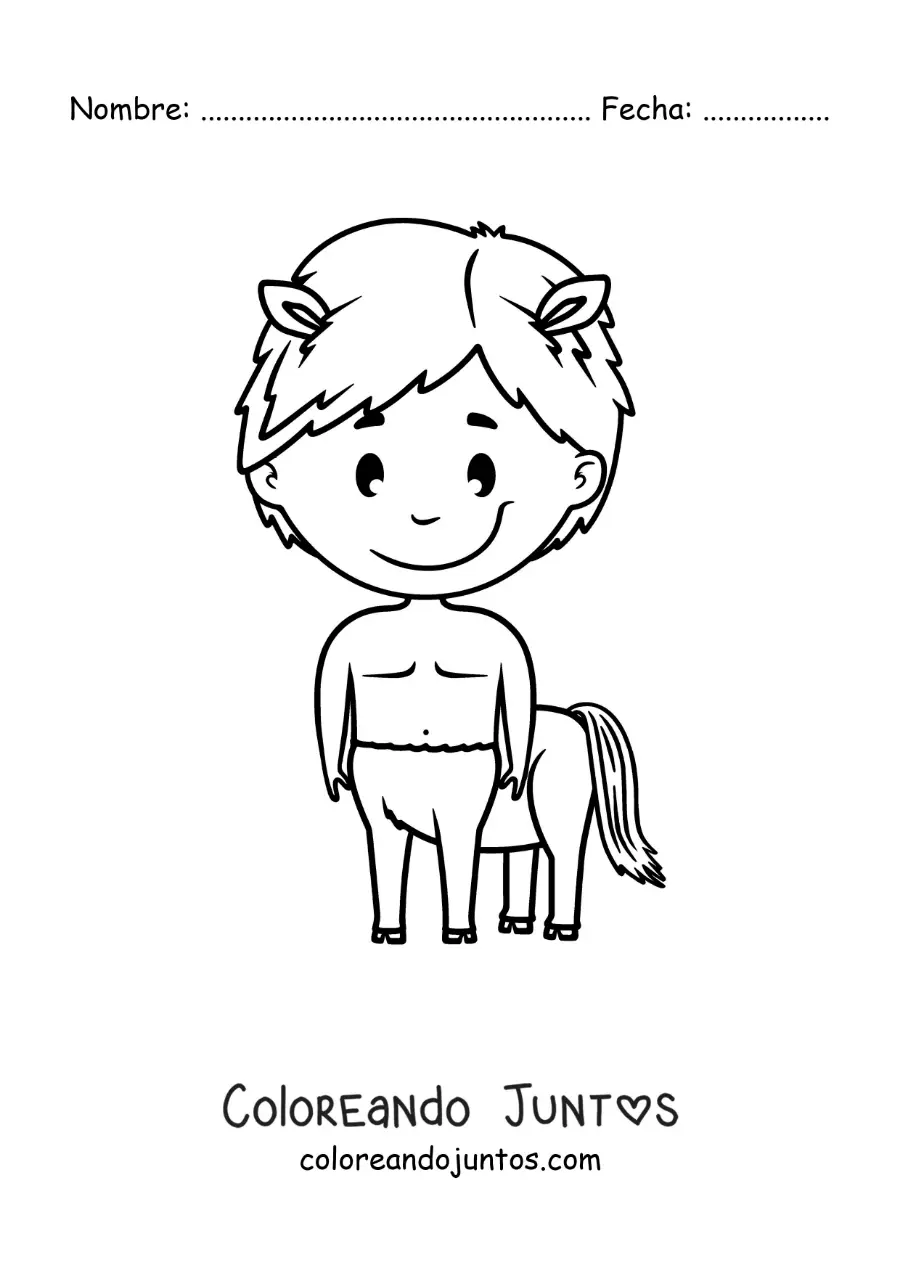 Imagen para colorear de centauro kawaii animado