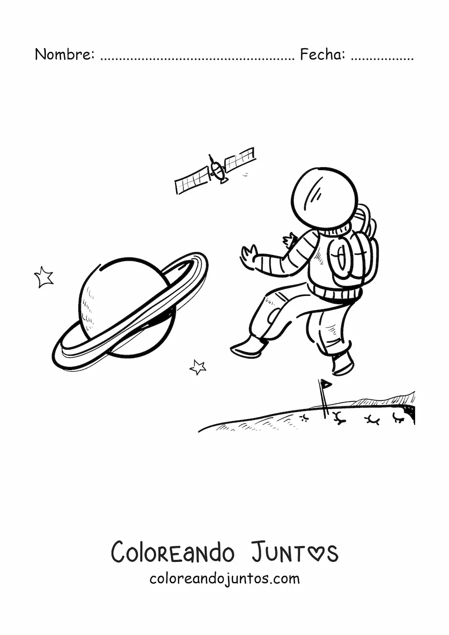 Imagen para colorear de un astronauta en la superficie de Marte