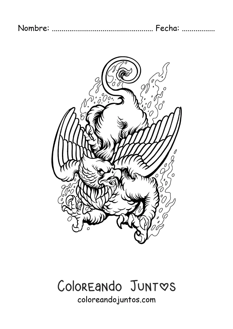 Imagen para colorear de grifo mitológico aterrador