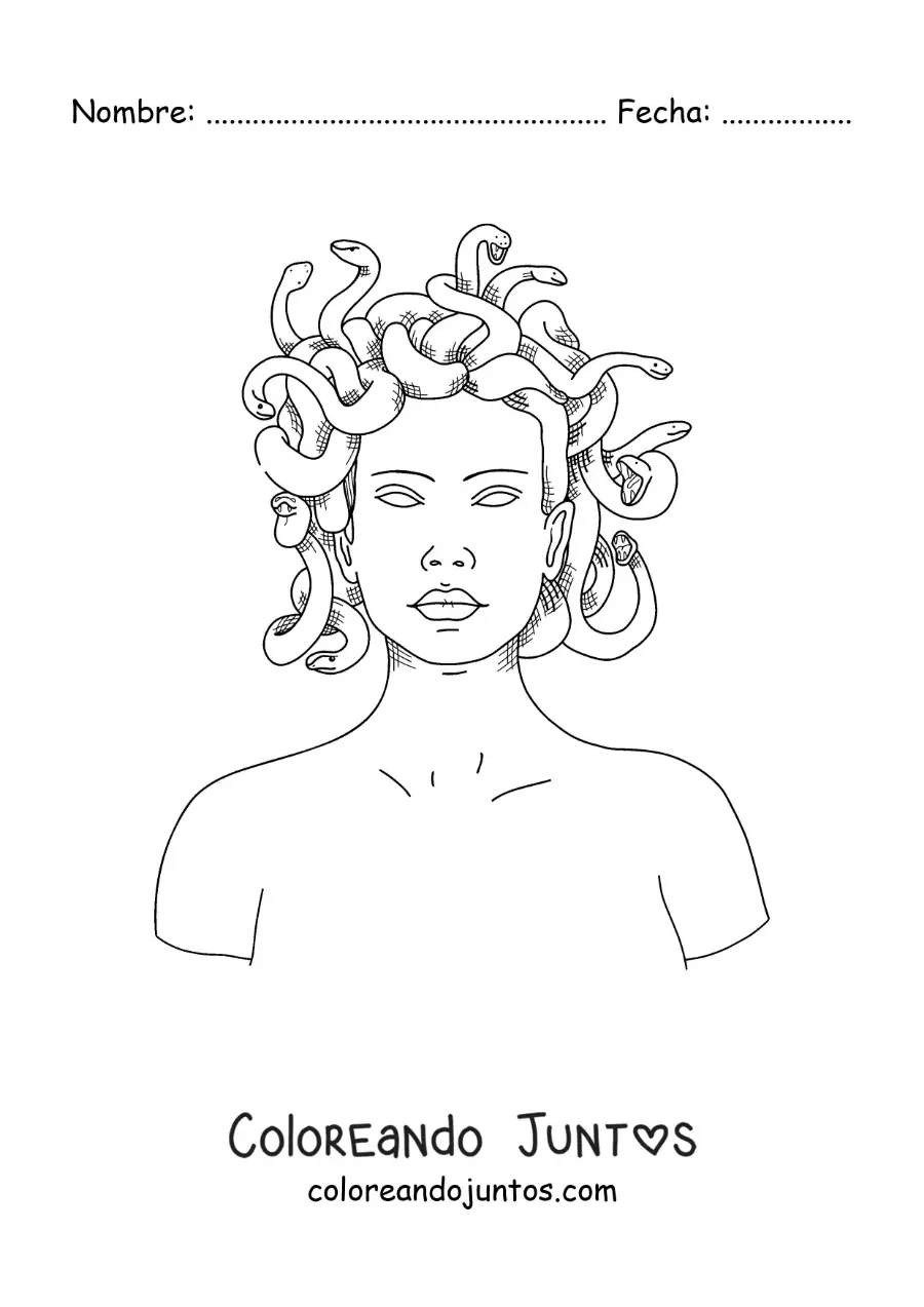 Imagen para colorear de Medusa la diosa griega