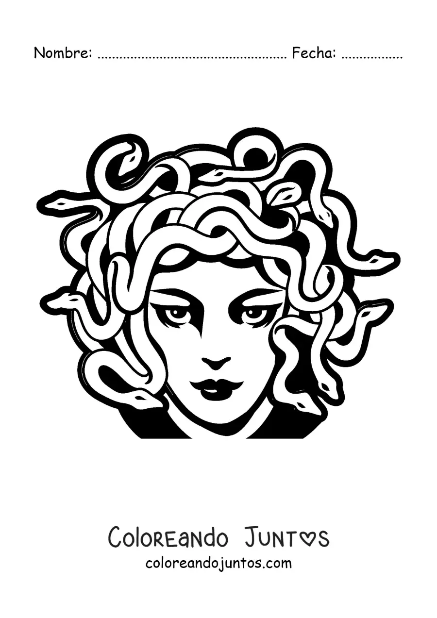 Imagen para colorear de la cabeza de Medusa