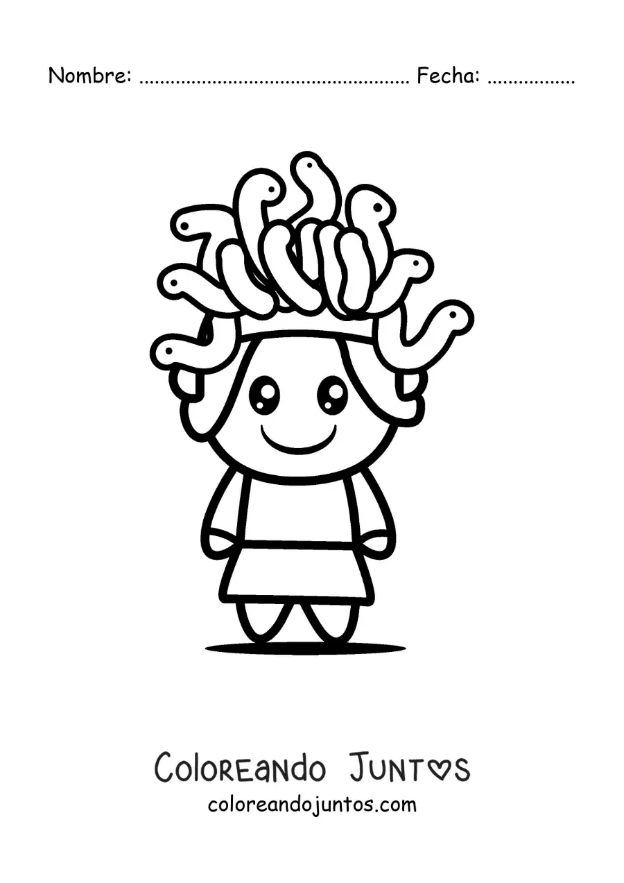 Imagen para colorear de Medusa la diosa animada kawaii
