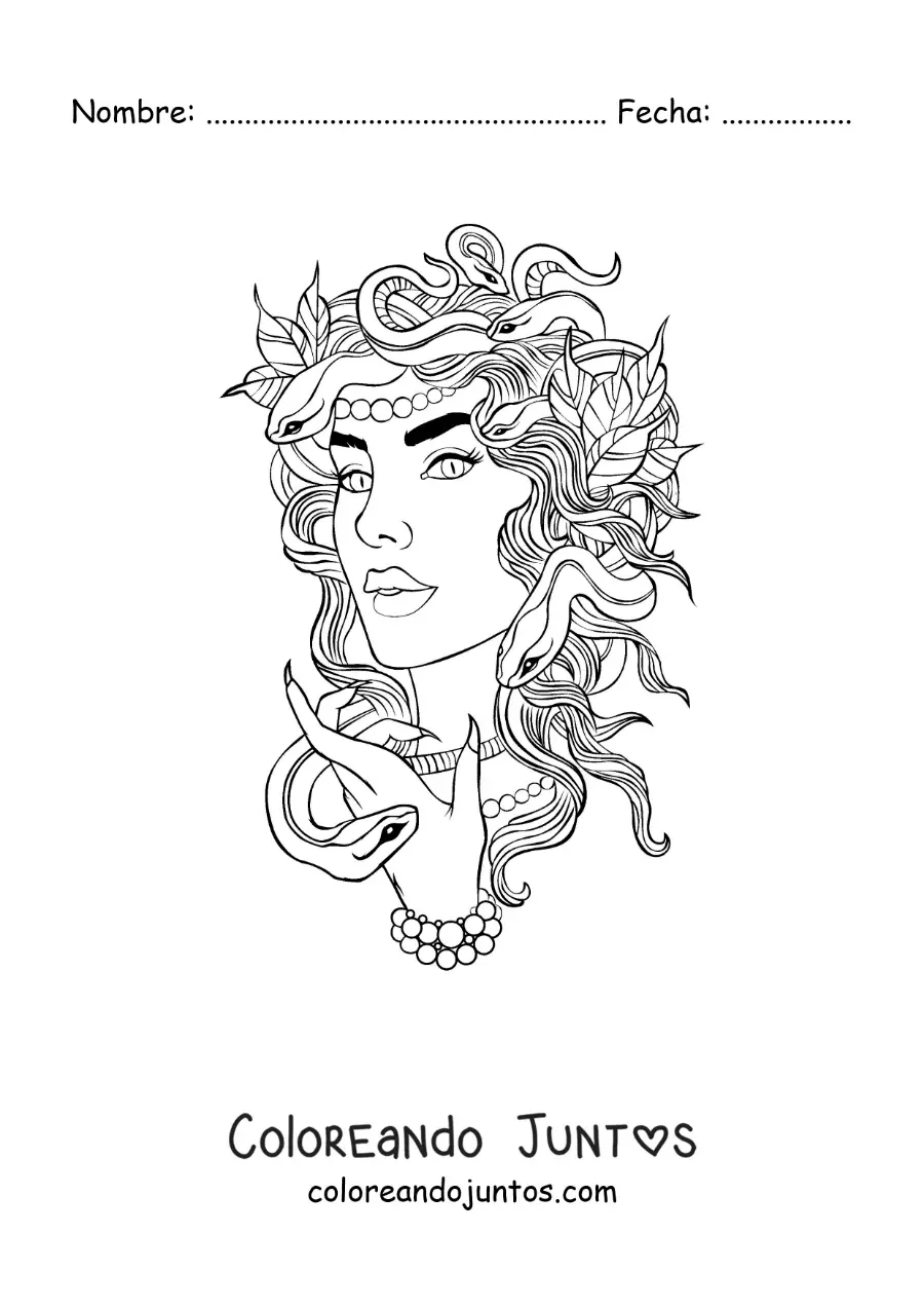 Imagen para colorear de Medusa la diosa griega hermosa