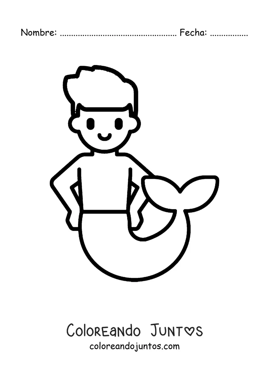 Imagen para colorear de un tritón fácil