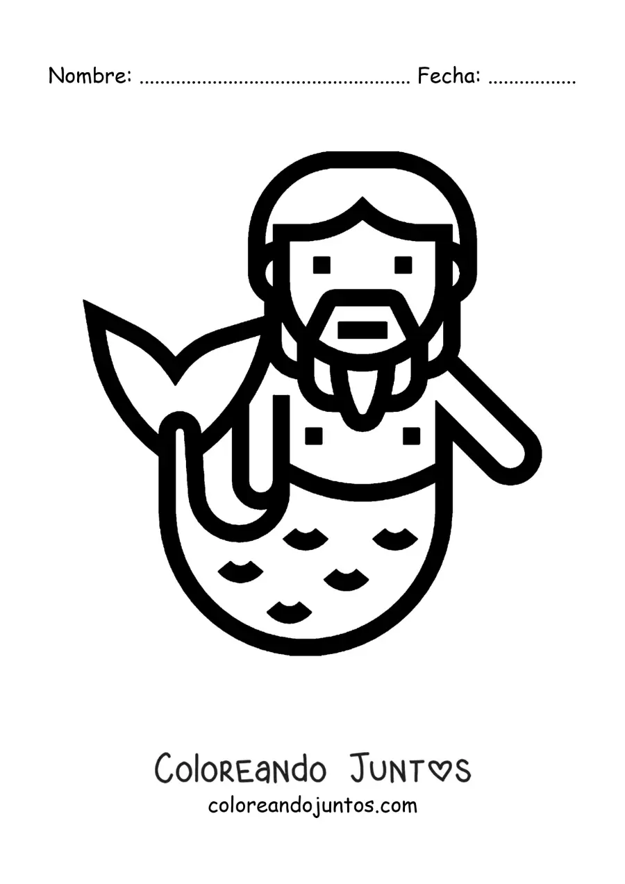 Imagen para colorear de tritón animado fácil