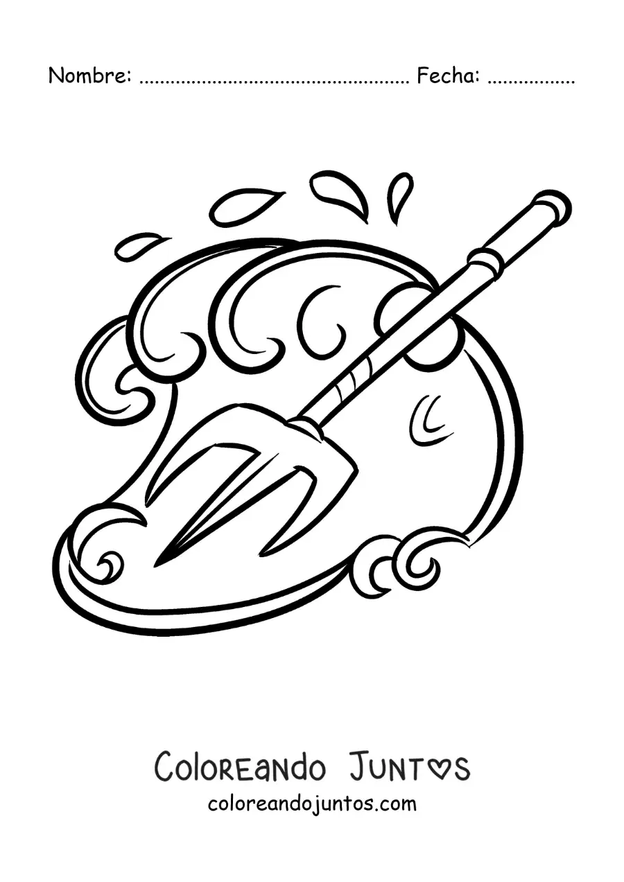 Imagen para colorear del tridente de Poseidón