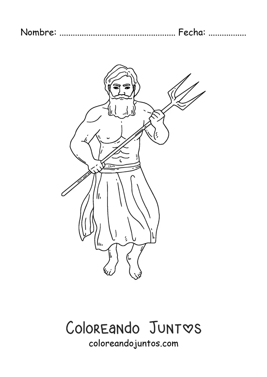 Imagen para colorear del dios Neptuno