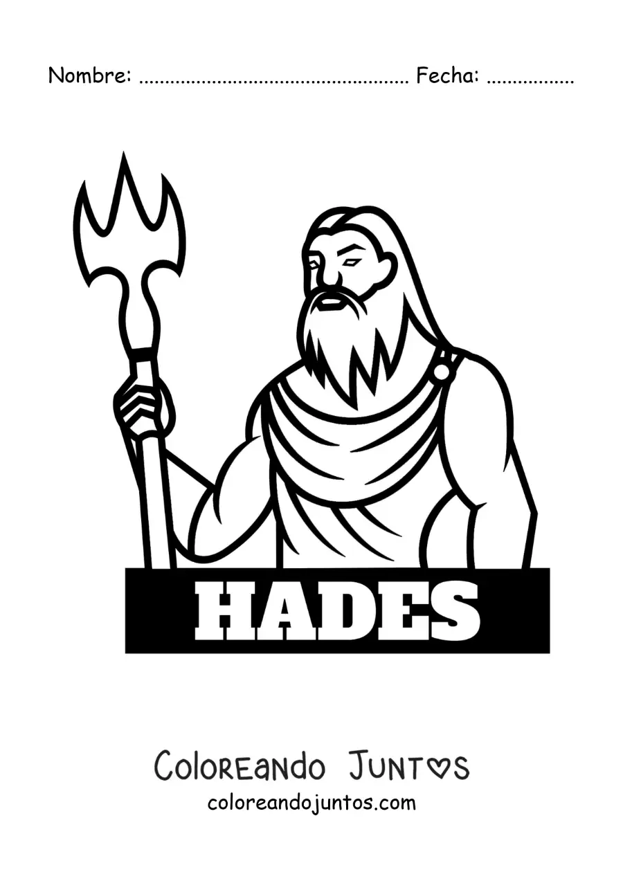 Imagen para colorear del dios del inframundo Hades
