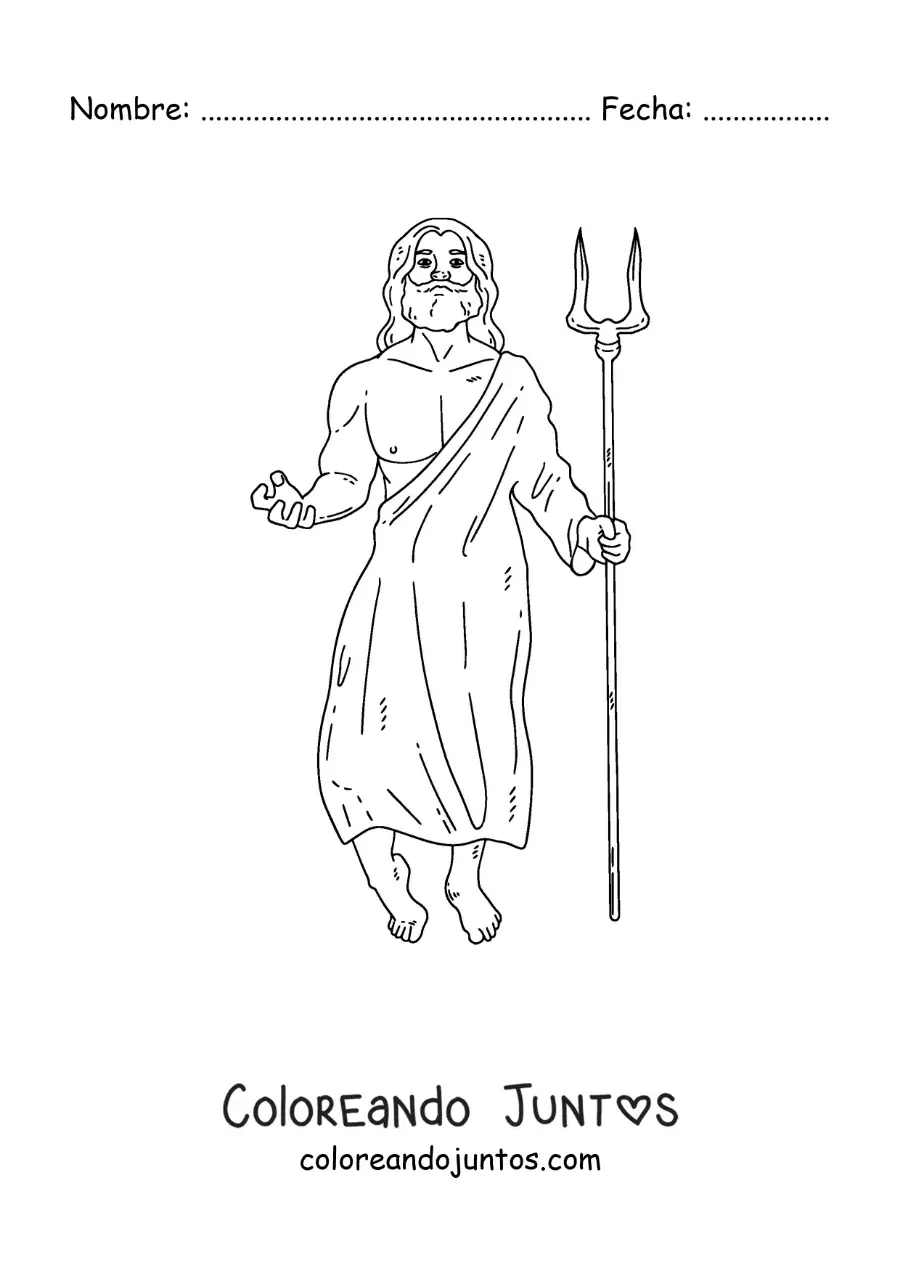 Imagen para colorear de Hades realista con su bidente