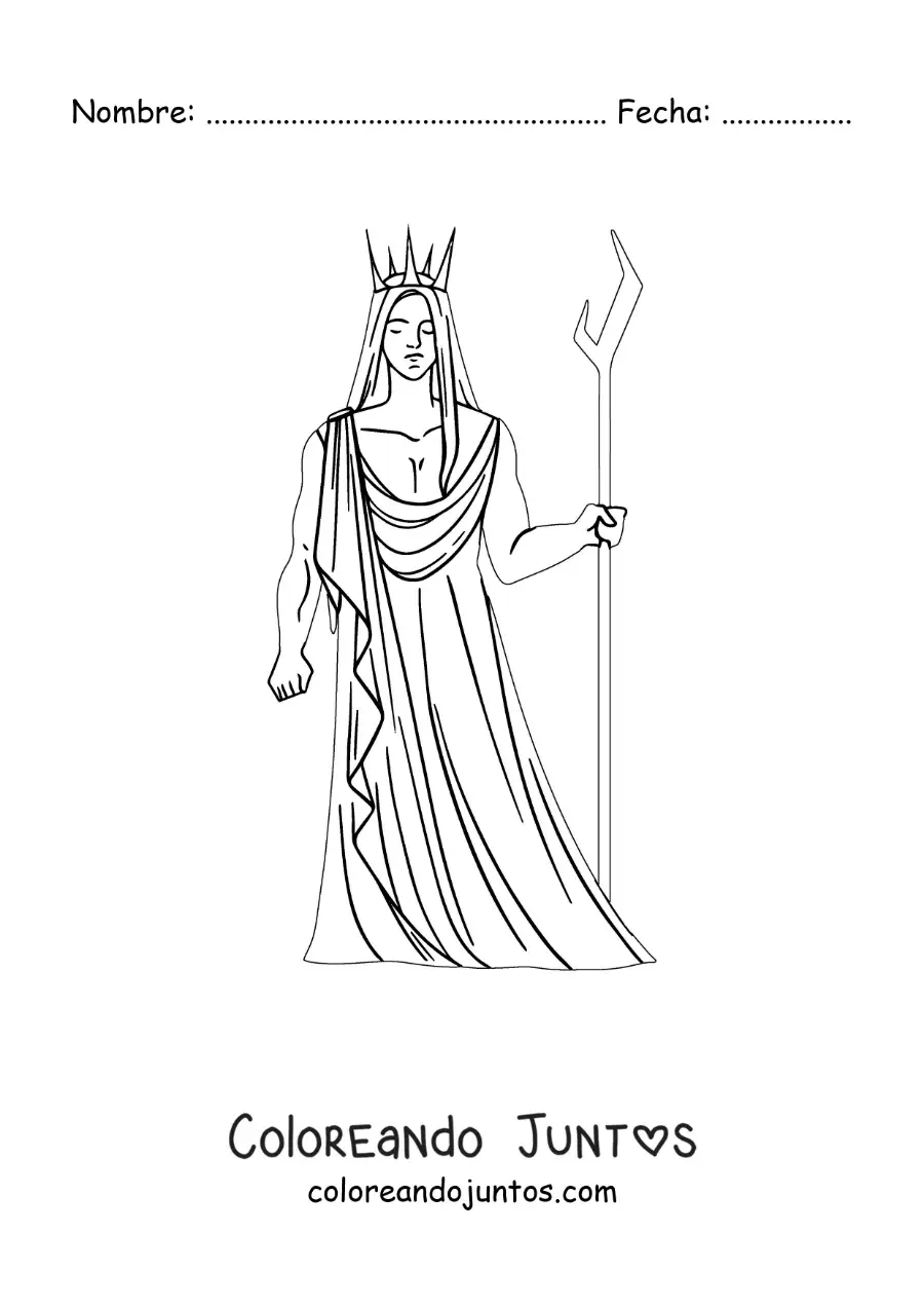 Imagen para colorear de Hades el dios griego animado con su bidente