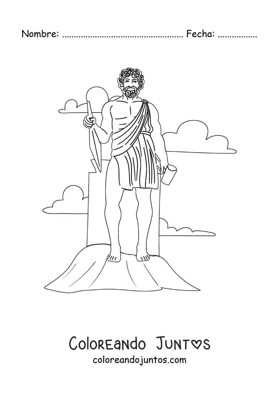 Imagen para colorear del dios Hefesto con su martillo