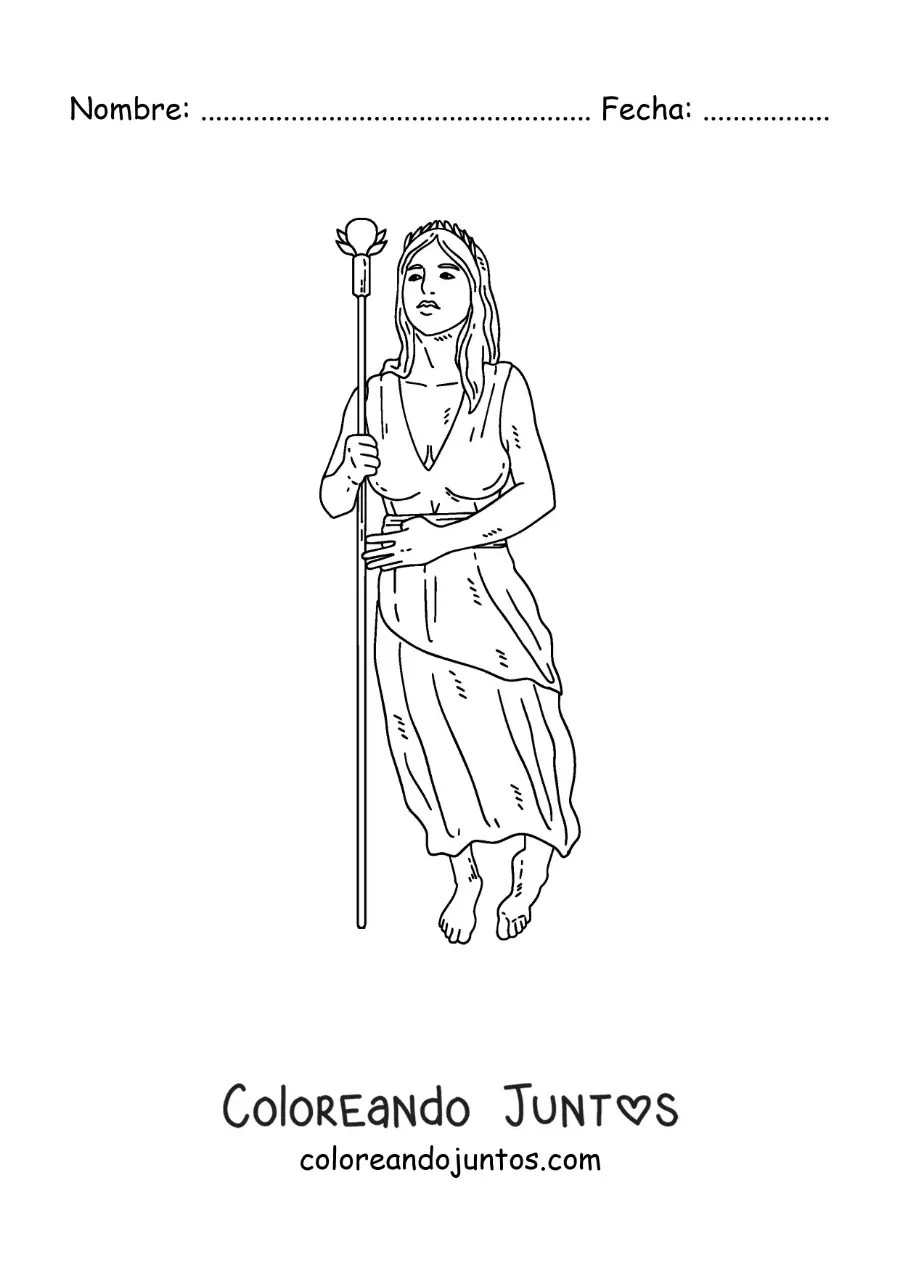 Imagen para colorear de Hera la diosa griega realista