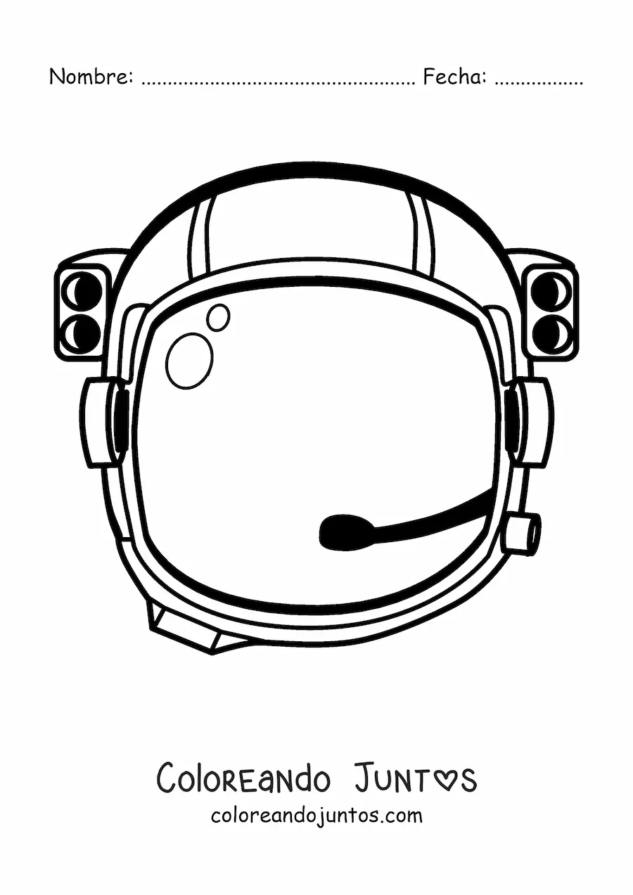 Imagen para colorear de un casco de astronauta