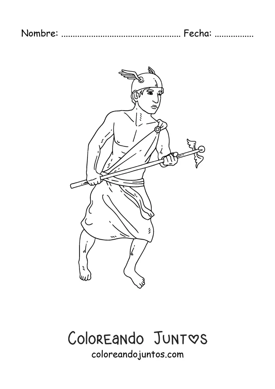 Imagen para colorear del dios griego Hermes realista