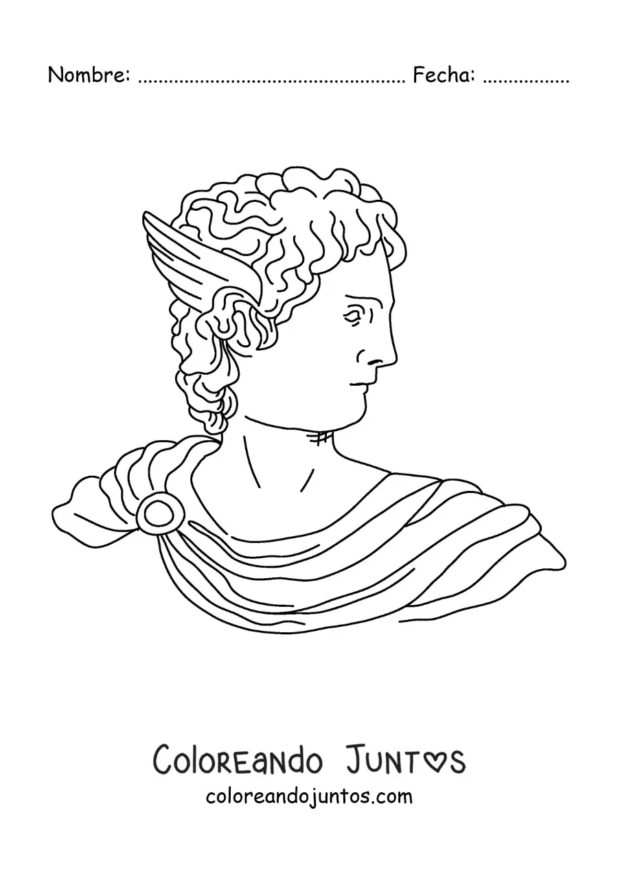 Imagen para colorear del rostro del dios Hermes