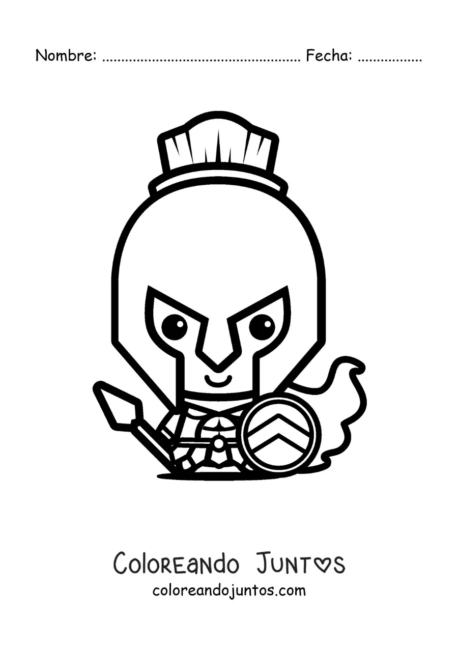 Imagen para colorear del dios griego Ares kawaii