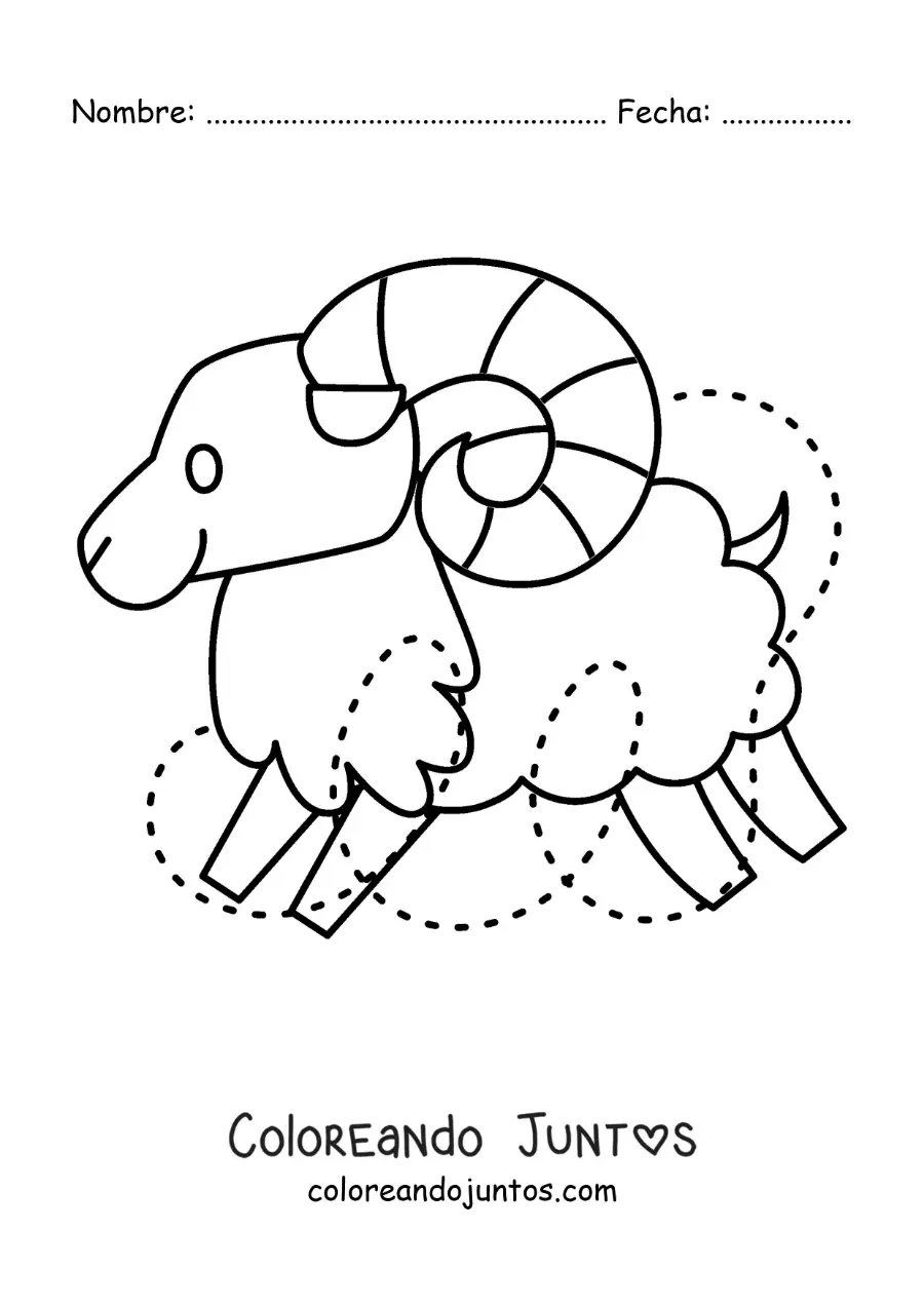 Imagen para colorear de carnero del signo aries fácil