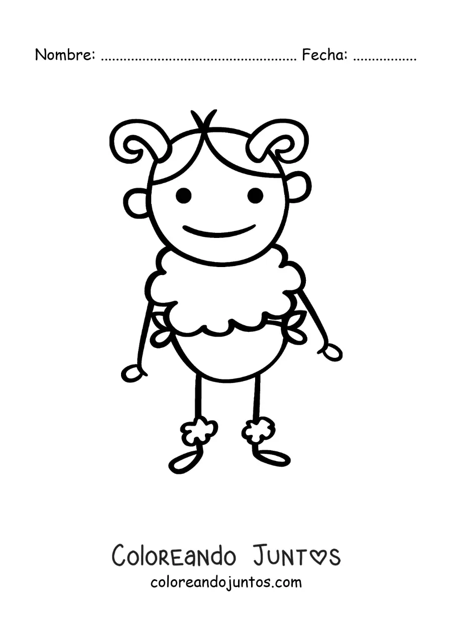 Imagen para colorear de caricatura de un personaje del signo aries