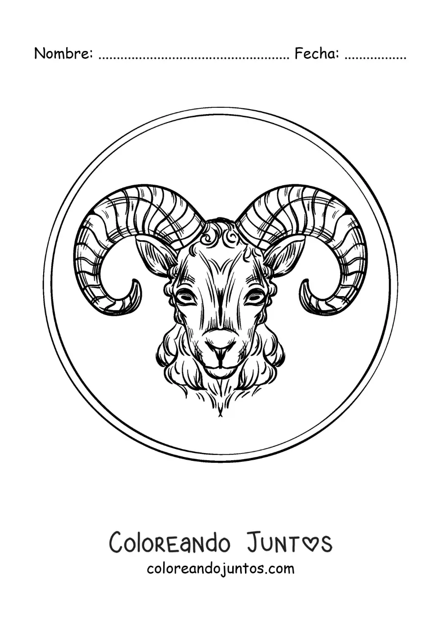 Imagen para colorear de carnero del signo aries realista