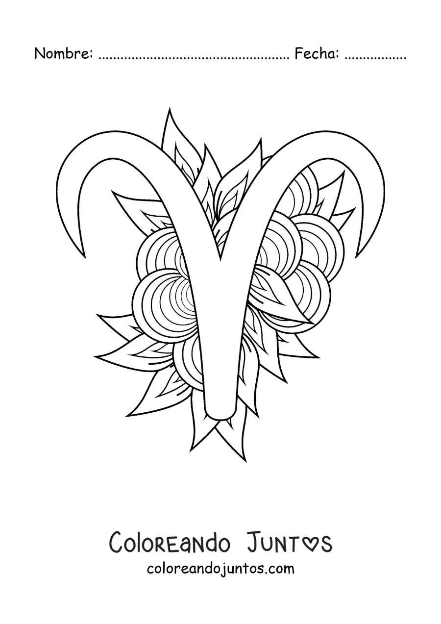 Imagen para colorear de letra mu del signo aries