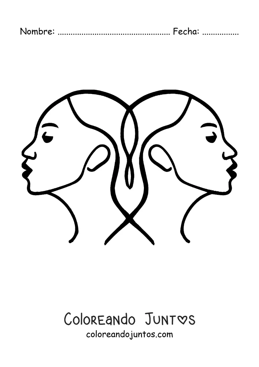Imagen para colorear del signo géminis fácil