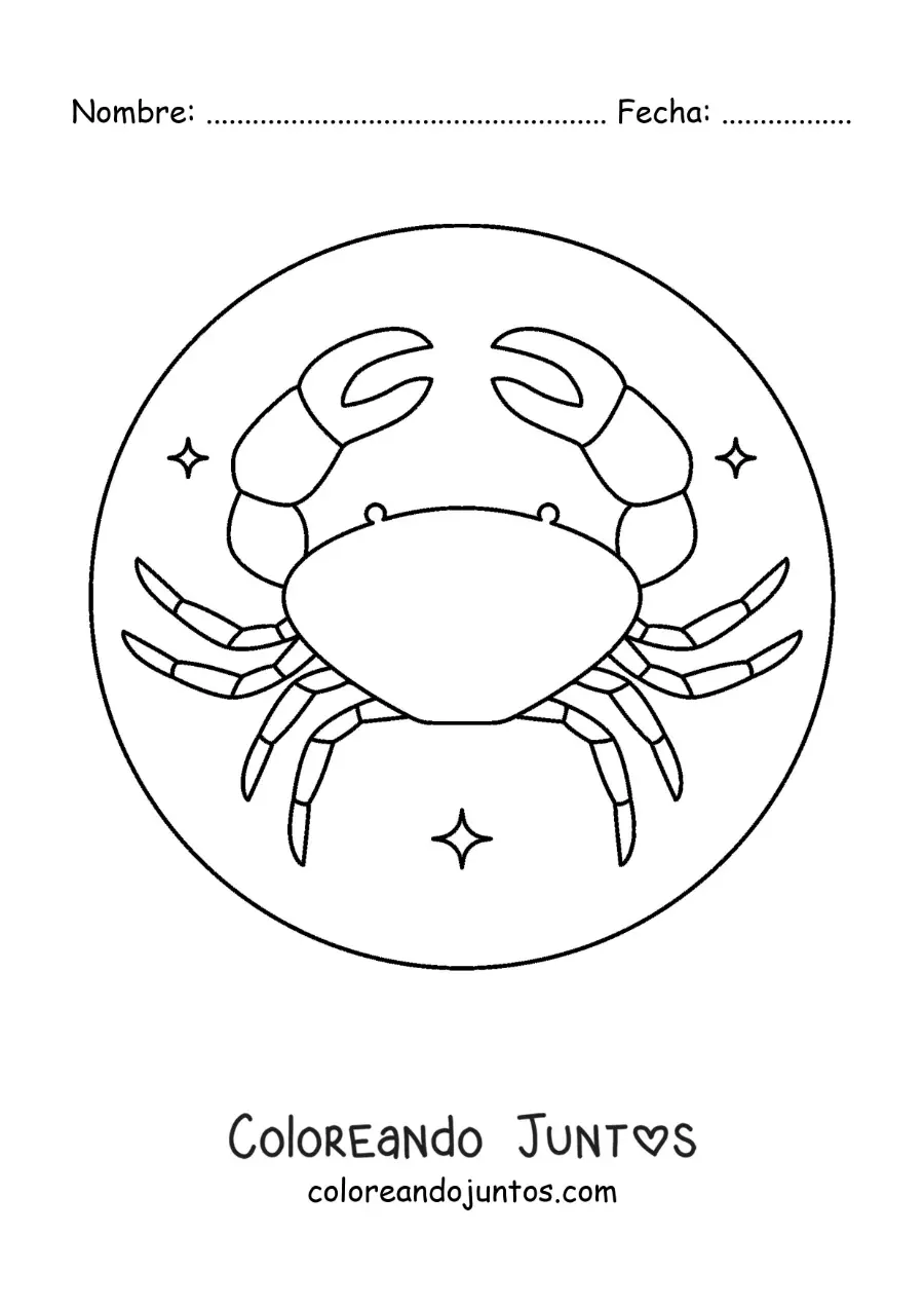 Imagen para colorear de cangrejo del signo cáncer fácil