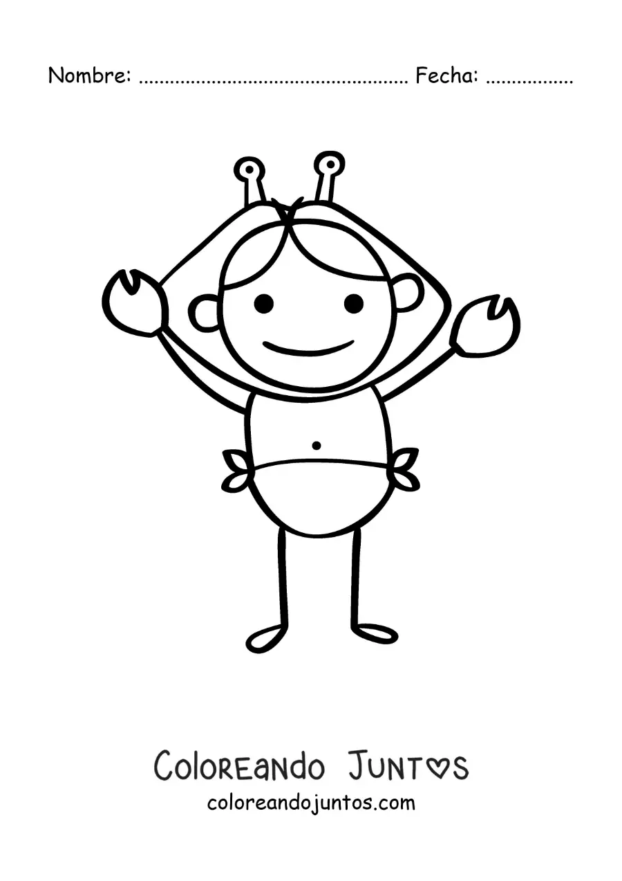 Imagen para colorear de caricatura de un personaje del signo cáncer