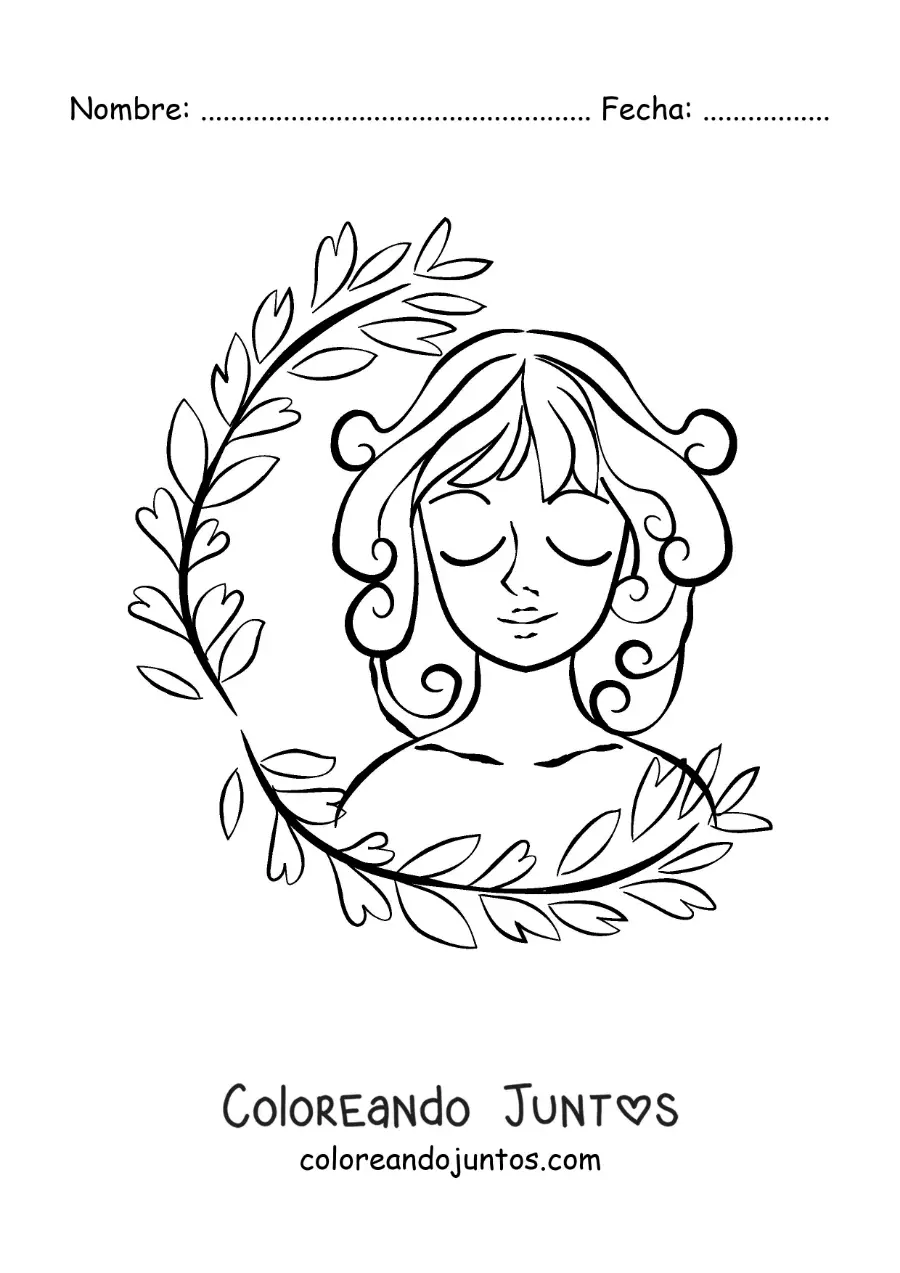 Imagen para colorear del signo zodiacal virgo con plantas