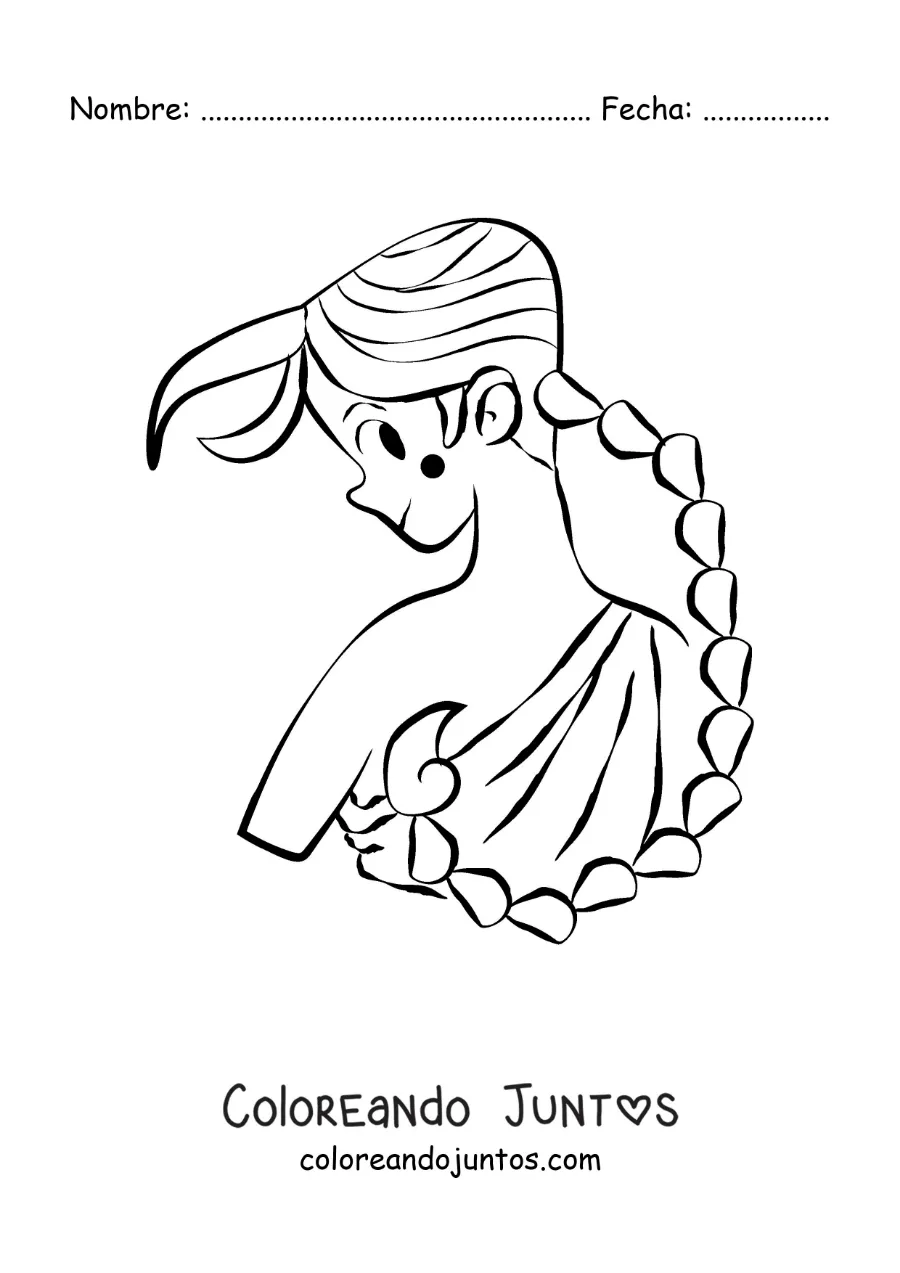 Imagen para colorear de una chica animada del signo Escorpio