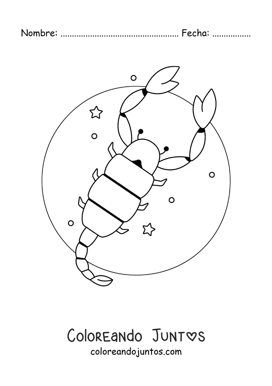 Imagen para colorear de escorpión de Escorpio fácil