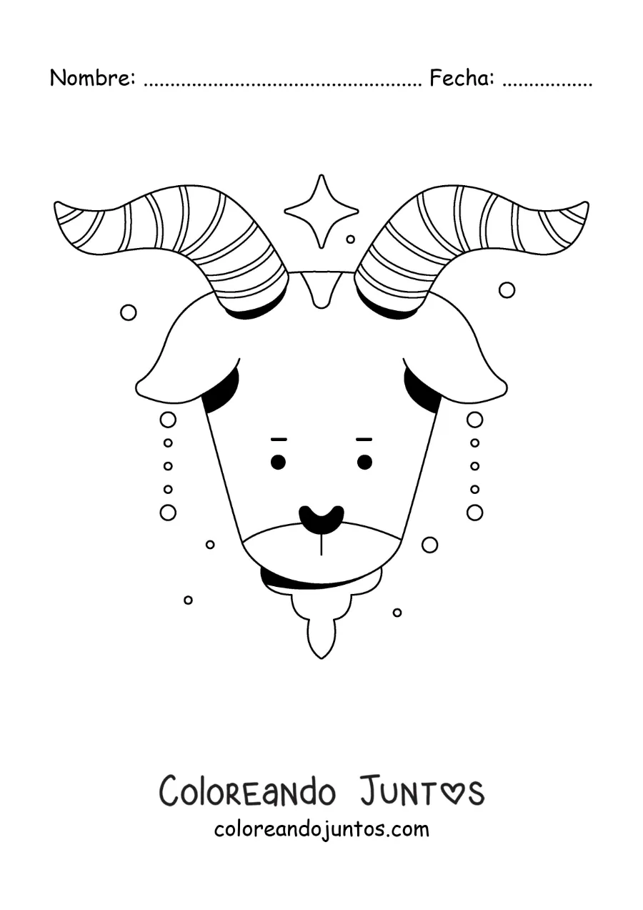 Imagen para colorear del signo de Capricornio animado infantil
