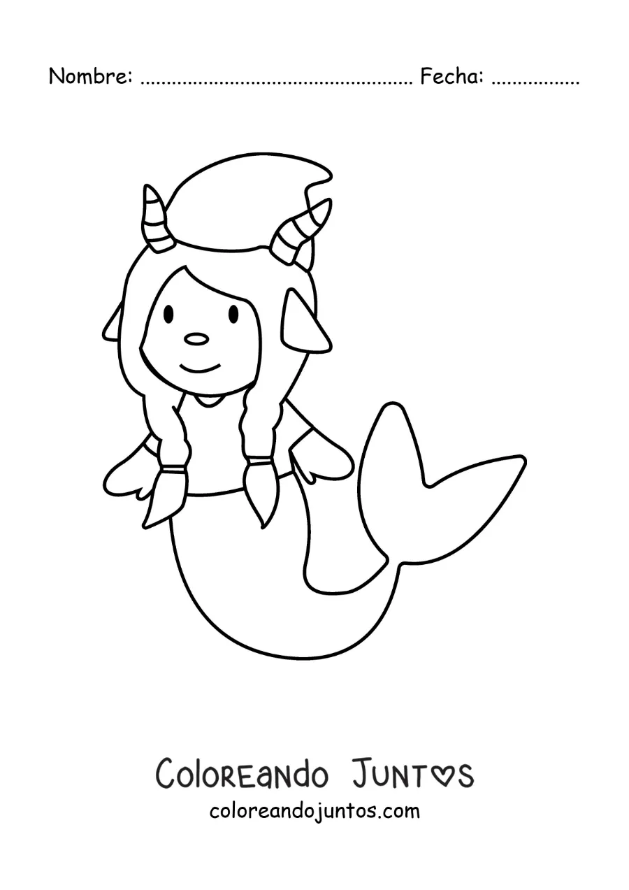 Imagen para colorear de gnomo animado infantil del signo de Capricornio