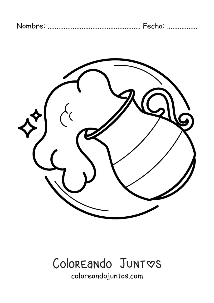 Imagen para colorear de vasija de agua del signo Acuario fácil