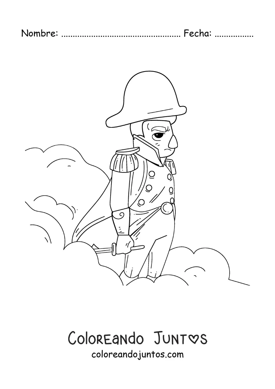 Imagen para colorear de Napoleón Bonaparte animado como general