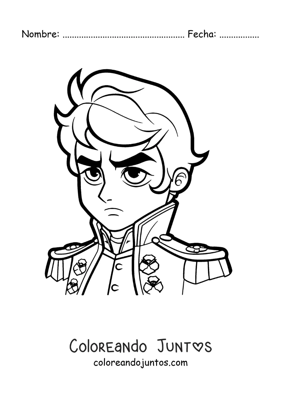 Imagen para colorear de Napoleón Bonaparte kawaii animado