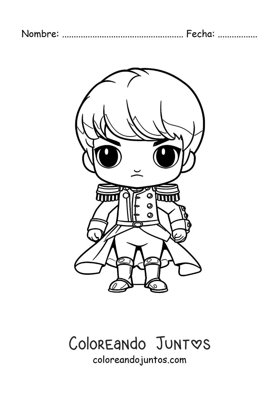 Imagen para colorear de Napoleón Bonaparte kawaii fácil