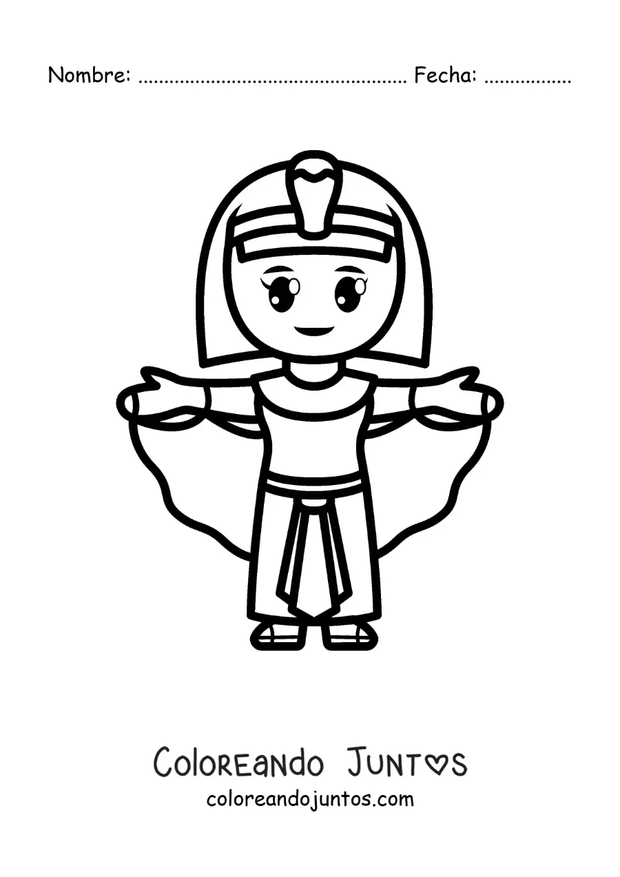 Imagen para colorear de caricatura de Cleopatra fácil