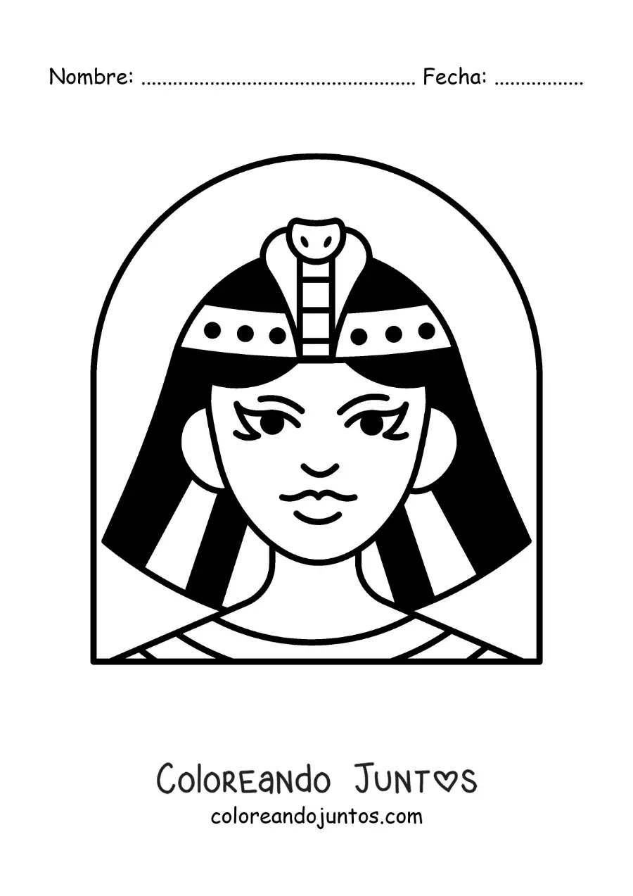 Imagen para colorear del rostro de Cleopatra fácil