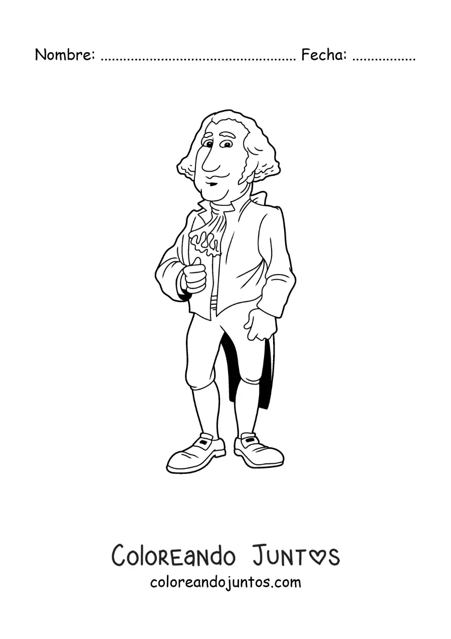 Imagen para colorear de caricatura de George Washington