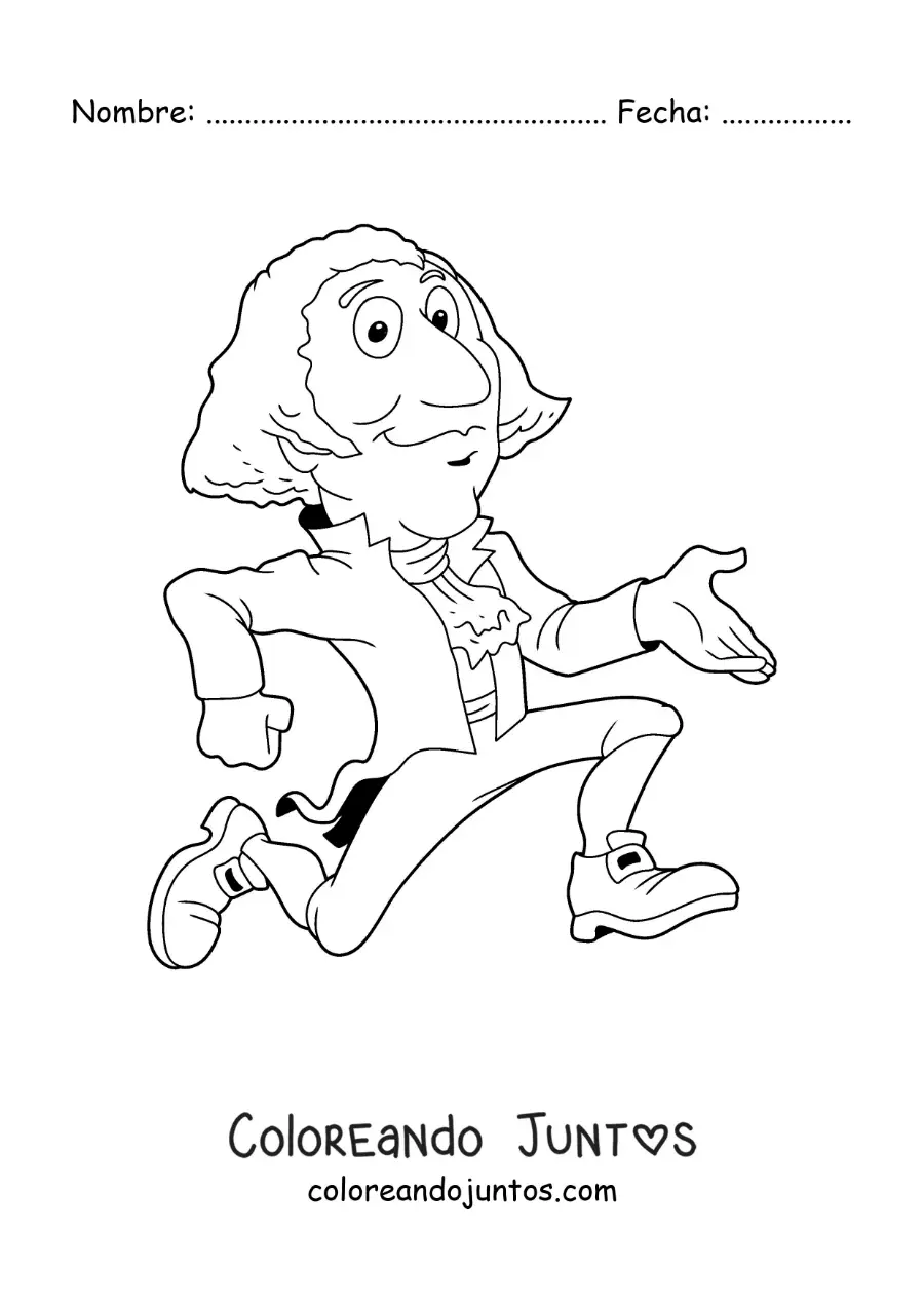 Imagen para colorear de caricatura infantil de George Washington