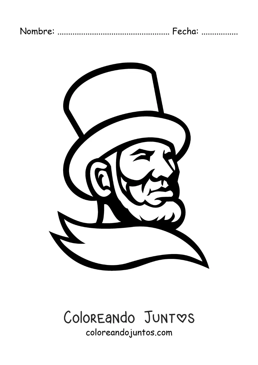 Imagen para colorear de Abraham Lincoln fácil con sombrero