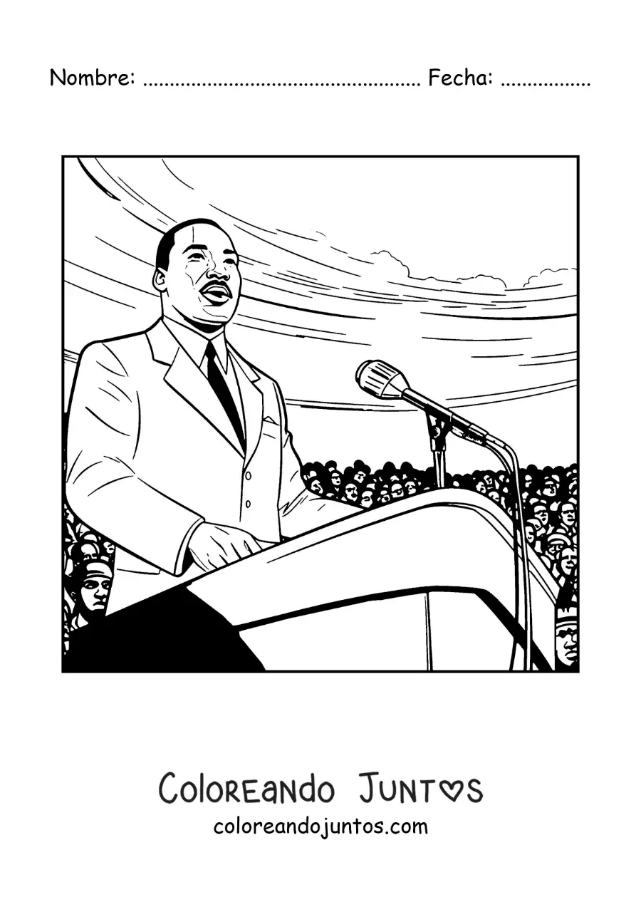 Imagen para colorear de Martin Luther King dando un discurso
