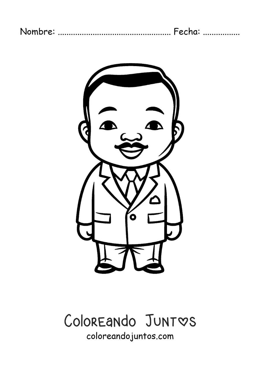 Imagen para colorear de Martin Luther King Jr kawaii