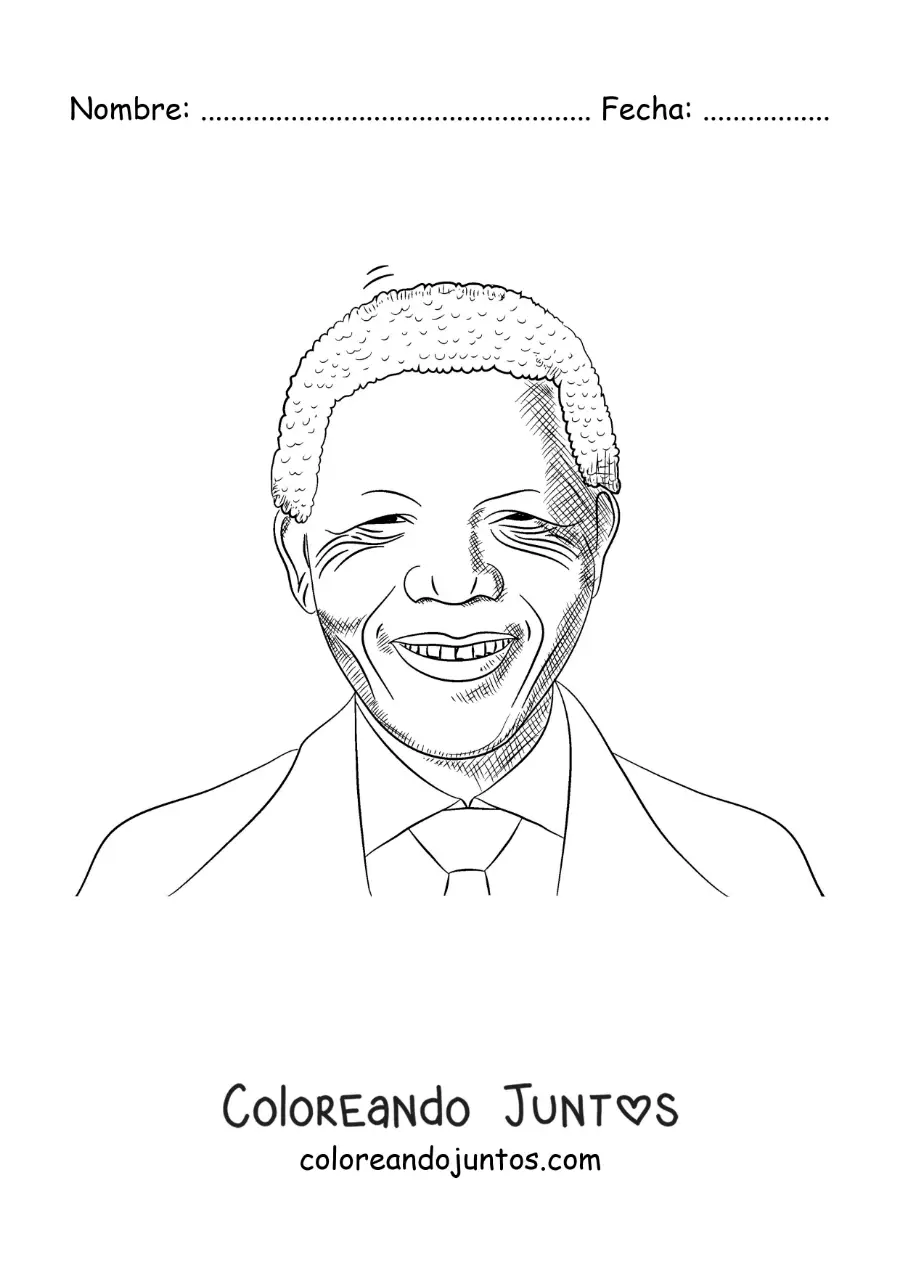 Imagen para colorear de Nelson Mandela sonriendo